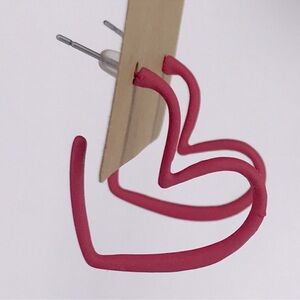 Magenta Heart Hoop Earrings